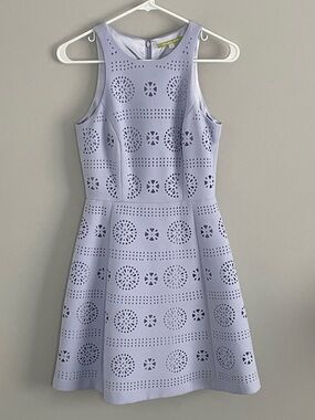 Gianni Bini Lavender Laser-Cut Fit & Flare Mini Dress